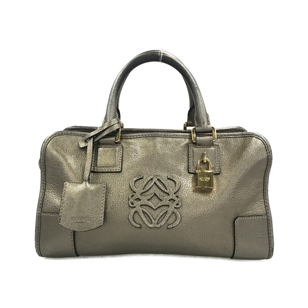 Loewe Amazona Leather Shoulder bag Metalic Black Bron White